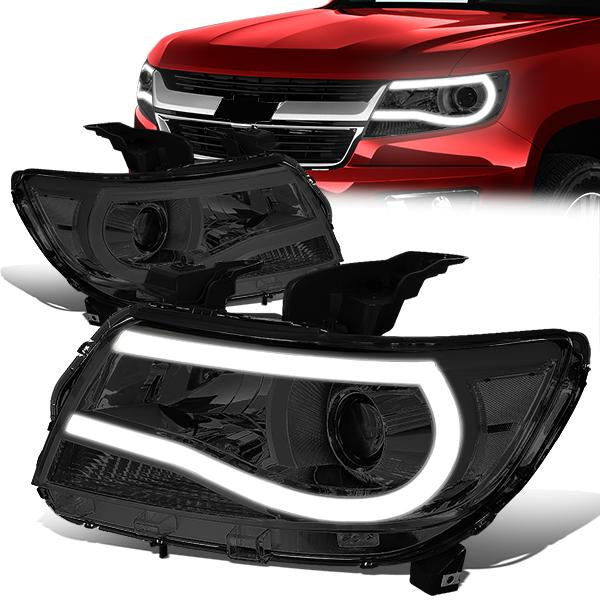 Nuvision Lighting, 15-17 Chevy Colorado LED DRL Projector Headlights - Smoked Housing Clear Corner