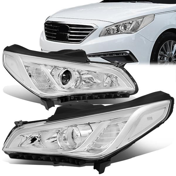 Nuvision Lighting, 15-17 Hyundai Sonata Projector Headlights - Chrome Housing Clear Corner