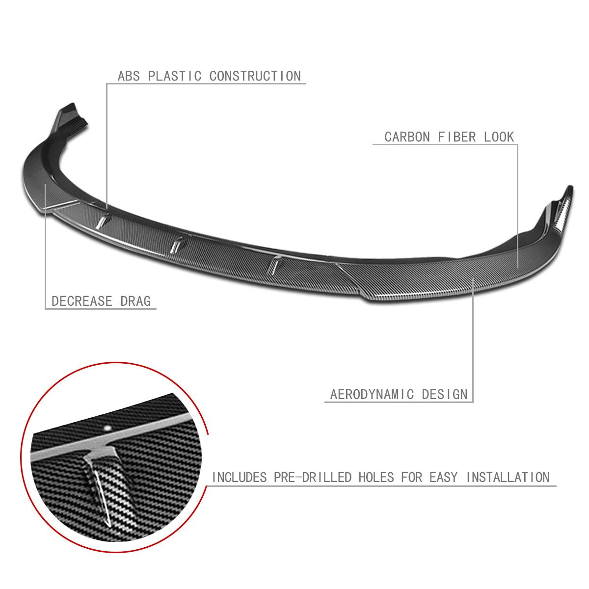 Stay Tuned Performance, 15-17 Toyota Camry Front Bumper Lip - 3 Pieces STP Style [Carbon Fiber Look]