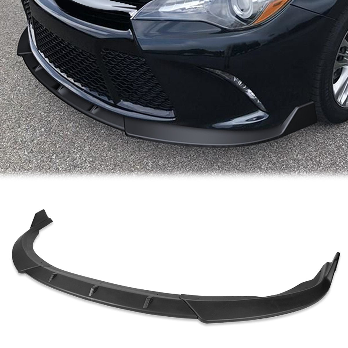 Stay Tuned Performance, 15-17 Toyota Camry Front Bumper Lip - 3 Pieces STP Style [Matte Black]