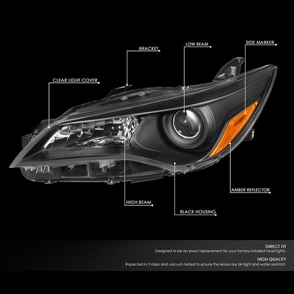 Nuvision Lighting, 15-17 Toyota Camry Projector Headlights - Black Housing Amber Corner