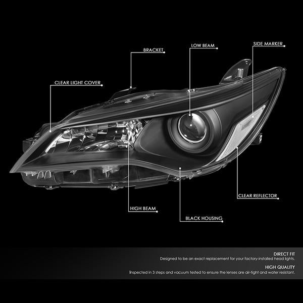 Nuvision Lighting, 15-17 Toyota Camry Projector Headlights - Black Housing Clear Corner