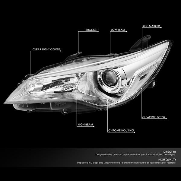 Nuvision Lighting, 15-17 Toyota Camry Projector Headlights - Chrome Housing Clear Corner