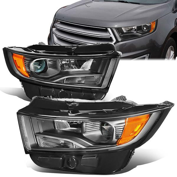 Nuvision Lighting, 15-18 Ford Edge Projector Headlight - Black Housing Amber Corner