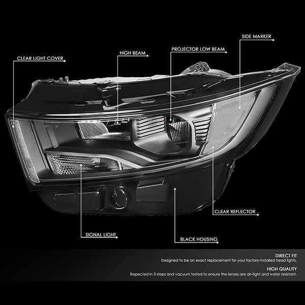 Nuvision Lighting, 15-18 Ford Edge Projector Headlight - Black Housing Clear Corner