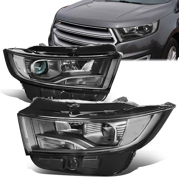 Nuvision Lighting, 15-18 Ford Edge Projector Headlight - Black Housing Clear Corner