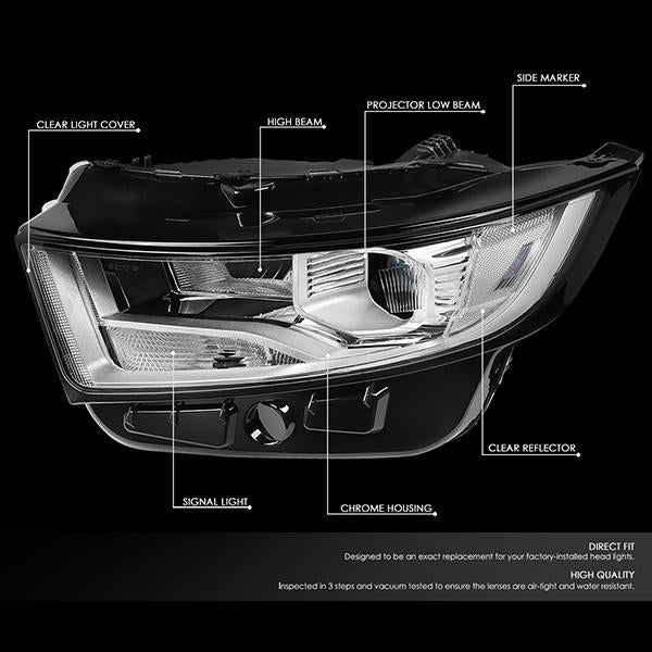 Nuvision Lighting, 15-18 Ford Edge Projector Headlight - Chrome Housing Clear Corner