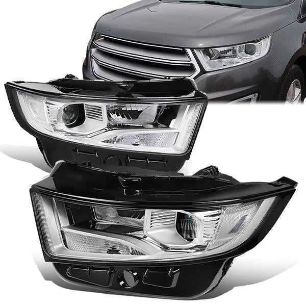 Nuvision Lighting, 15-18 Ford Edge Projector Headlight - Chrome Housing Clear Corner