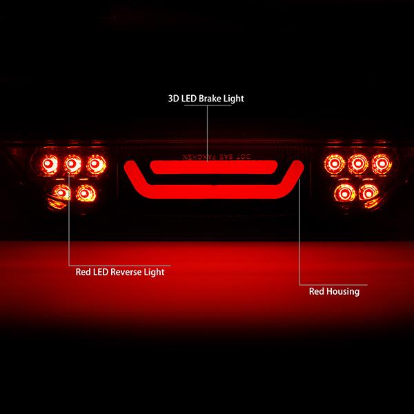 Nuvision Lighting, 15-18 Ford Mustang LED Bar 3rd Brake Light+Reverse Lamp - Red Lens