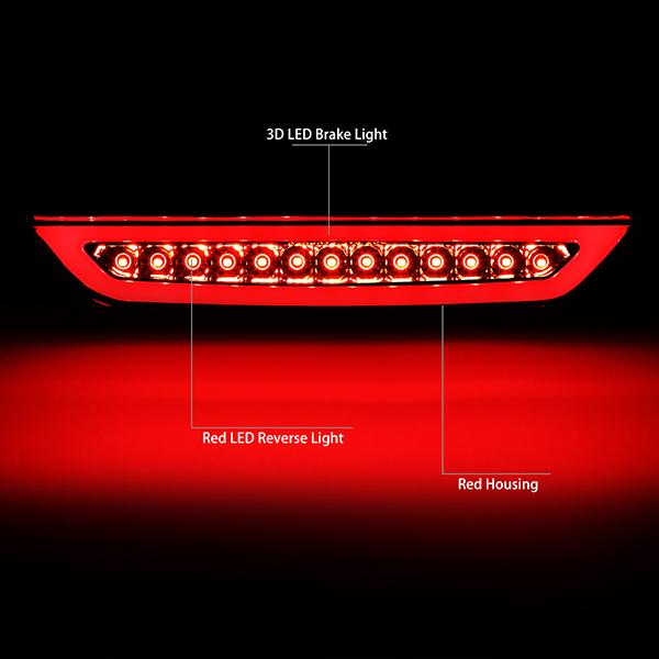 Nuvision Lighting, 15-18 Ford Mustang LED Tube Lower 3rd Brake Light - Red Lens