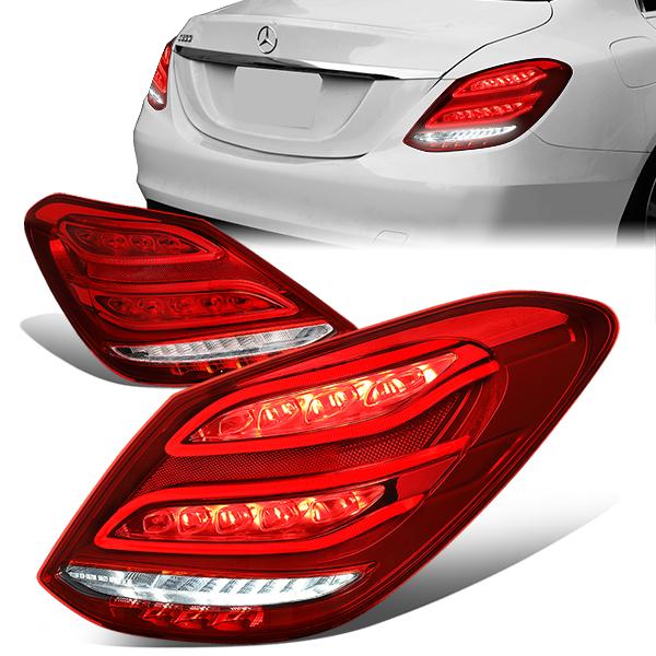 Nuvision Lighting, 15-18 Mercedes-Benz W205 C200 C250 C300 C63 AMG Sedan LED Rear Brake Tail Lights - Red/Clear