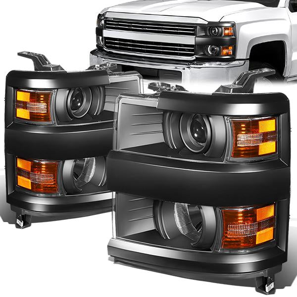 Nuvision Lighting, 15-19 Chevy Silverado 2500HD 3500HD Projector Headlight - Black Housing Amber Corner