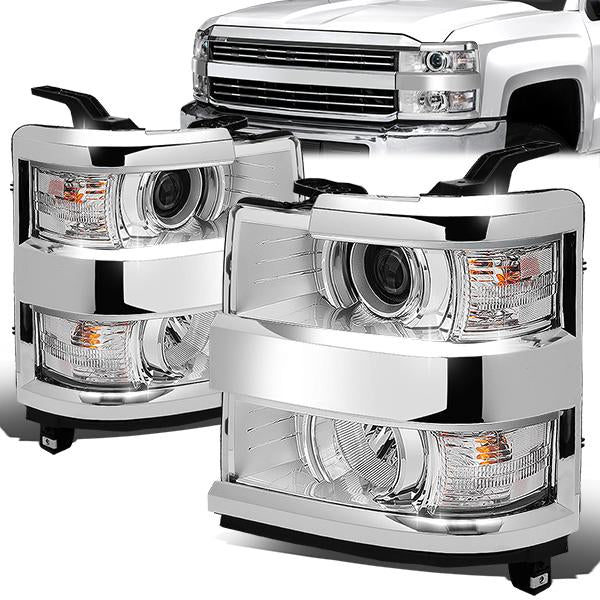 Nuvision Lighting, 15-19 Chevy Silverado 2500HD 3500HD Projector Headlight - Chrome Housing Clear Corner