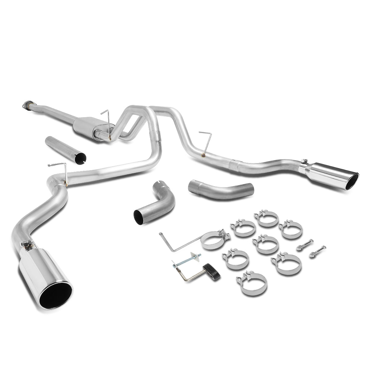 J2 Engineering, 15-19 Ford F150 2.7L 3.5L 5.0L Catback Exhaust w/ Dual 4 in. OD Muffler Tip