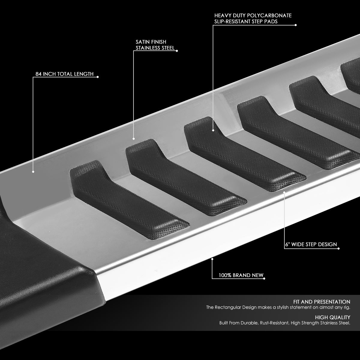 CAAP, 15-20 Ford F150 F250 F350 Super Duty Crew Cab 6"OD Side Steps Running Boards - Stainless Steel