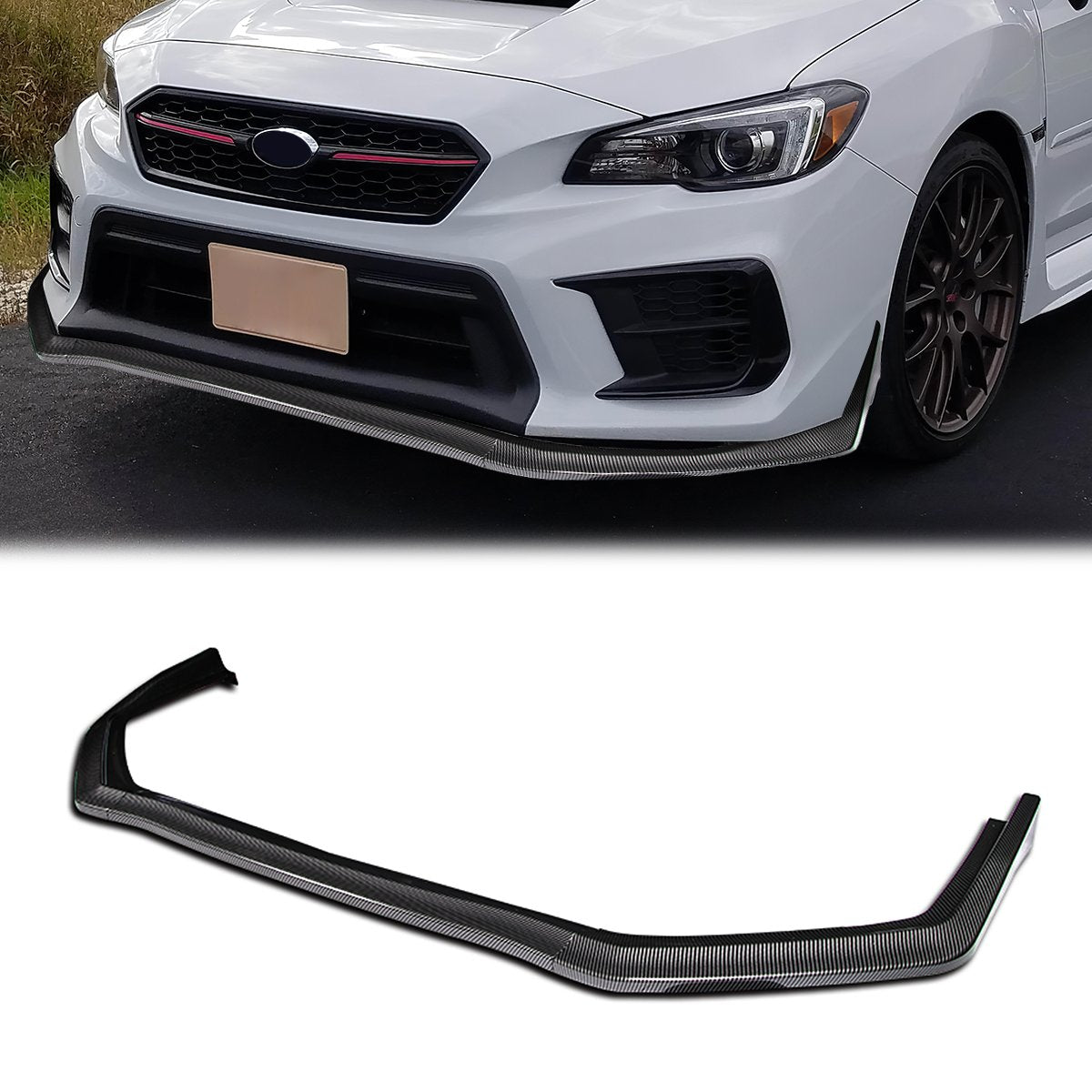 Stay Tuned Performance, 15-20 Subaru WRX STI Front Bumper Lip - 3 Pieces Design [Carbon Fiber Look]