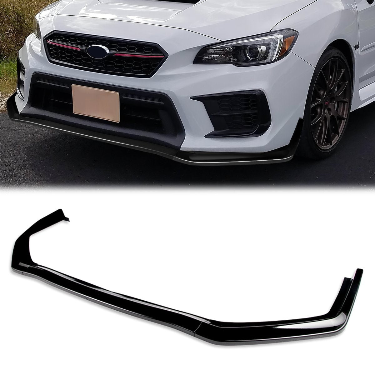 Stay Tuned Performance, 15-20 Subaru WRX STI Front Bumper Lip - 3 Pieces Design [Gloss Black]