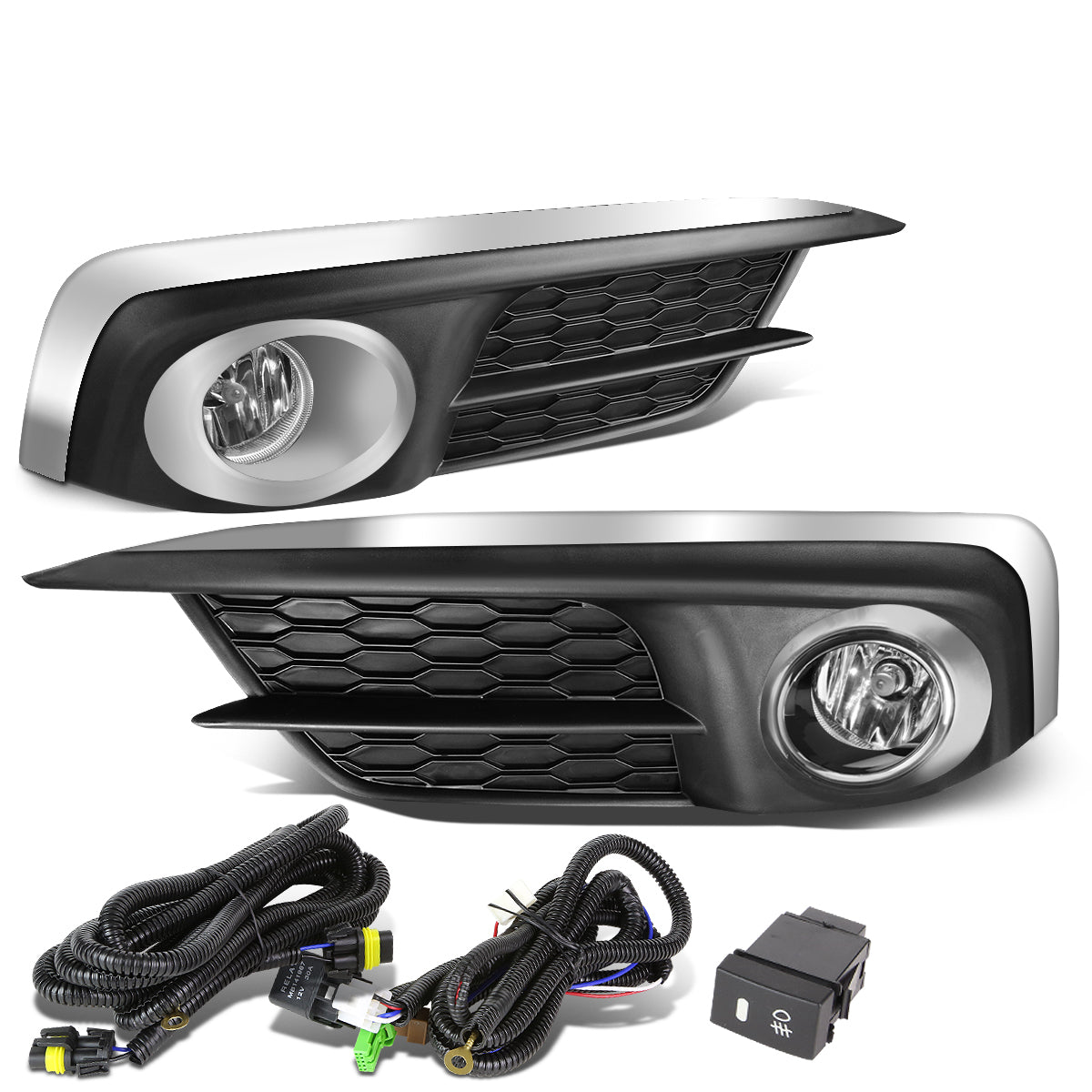 DNA Motoring, 16-17 Honda Civic Sedan/Coupe Clear lens Fog Lights - w/Bezel+Switch+Bulbs