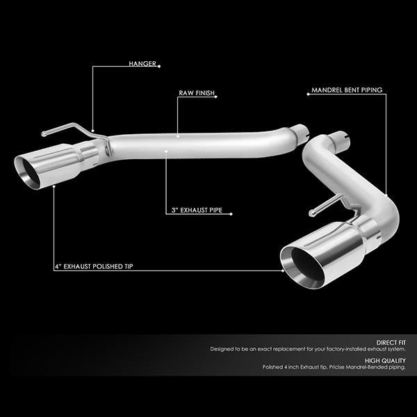 J2 Engineering, 16-18 Chevy Camaro 2.0L 3.6L Axle-Back Exhaust System w/4 in. OD Stainless Steel Tip