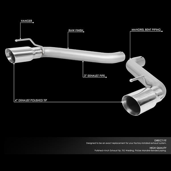 J2 Engineering, 16-18 Chevy Camaro 6.2L V8 Axle-Back Exhaust System w/4 in. OD Stainless Steel Tip