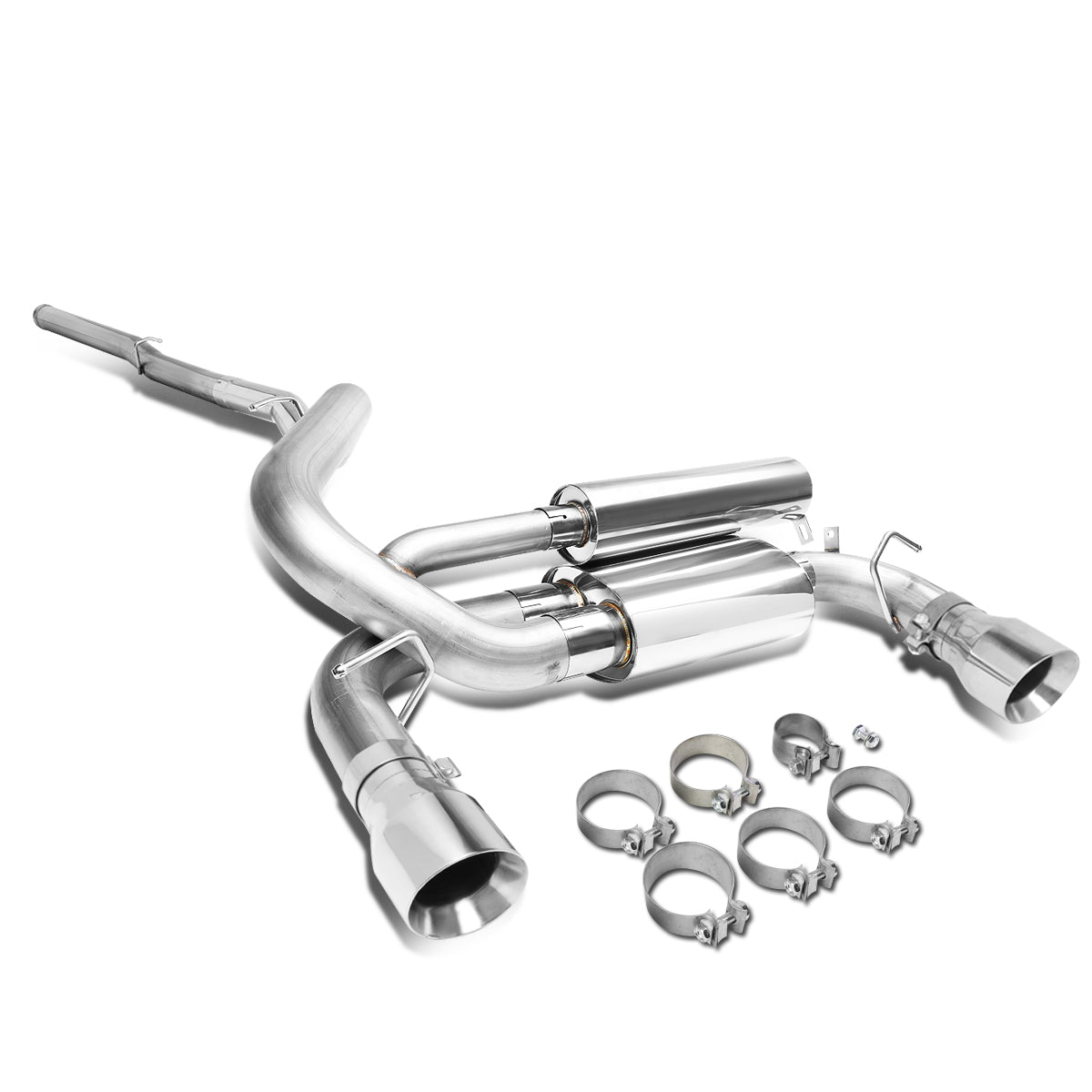 J2 Engineering, 16-18 Ford Focus RS 3 in. OD Catback Exhaust System w/4.5 in. OD Muffler Tip - Stainless Steel