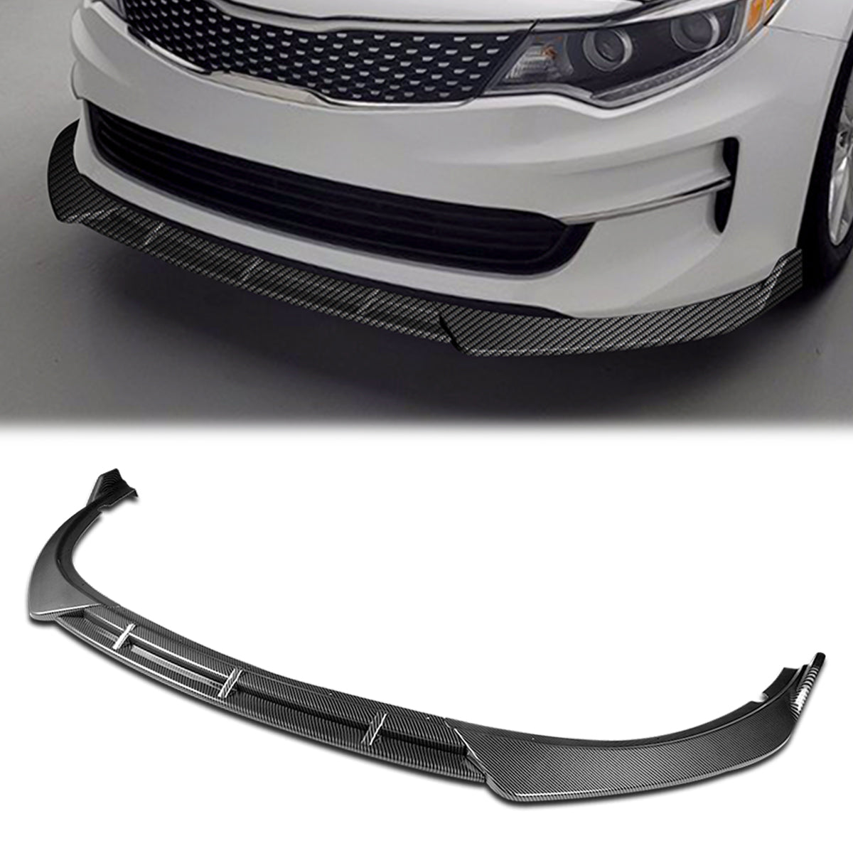 Stay Tuned Performance, 16-18 Kia Optima LX/EX/LX-Turbo Front Bumper Lip - 3 Pieces STP Style [Carbon Fiber]