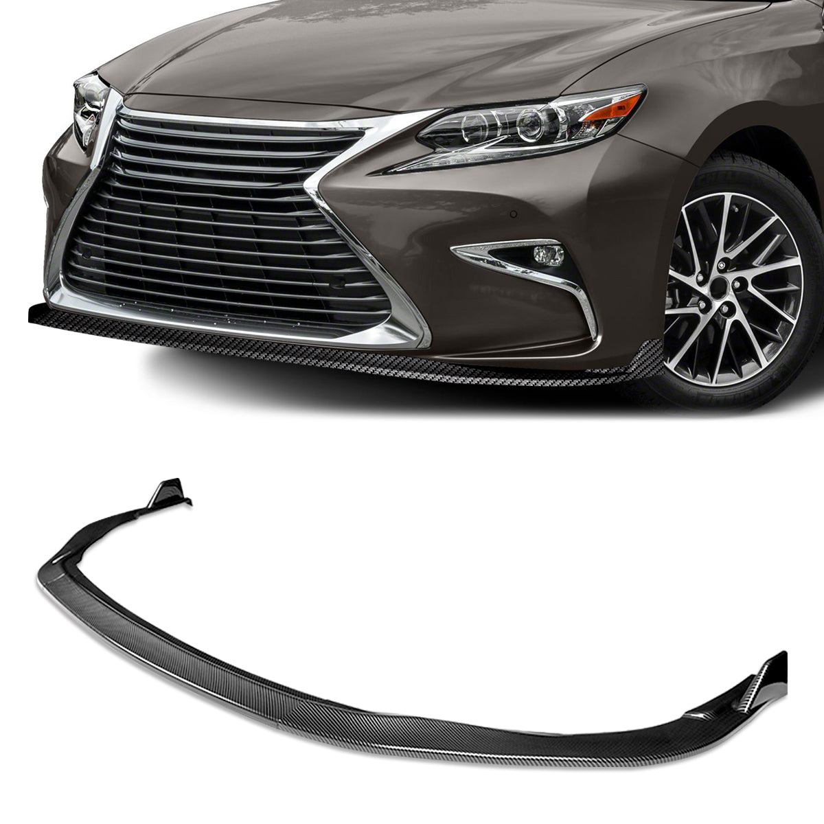 Stay Tuned Performance, 16-18 Lexus ES300H ES350 Sport Style Front Bumper Lip - Carbon Fiber Look