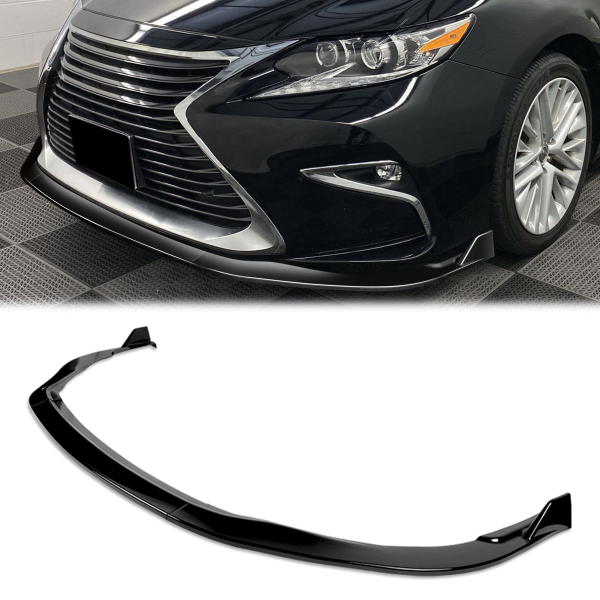 Stay Tuned Performance, 16-18 Lexus ES300H ES350 Sport Style Front Bumper Lip - Glossy Black