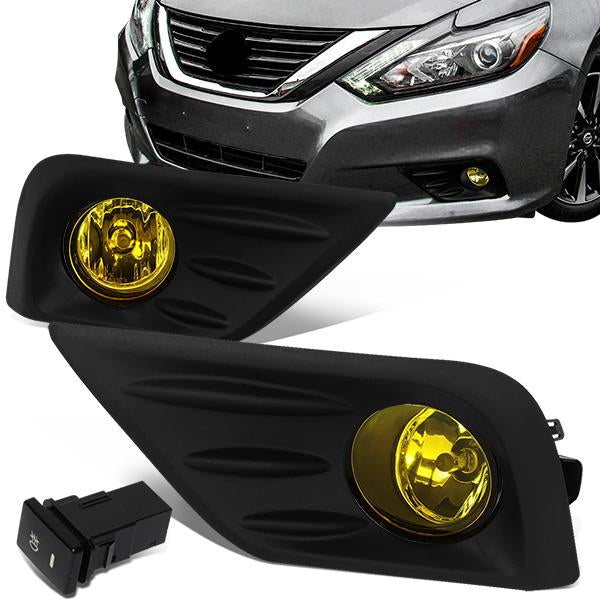 DNA Motoring, 16-18 Nissan Altima Sedan Amber Lens Fog Lights - w/Bezel Cover+Switch