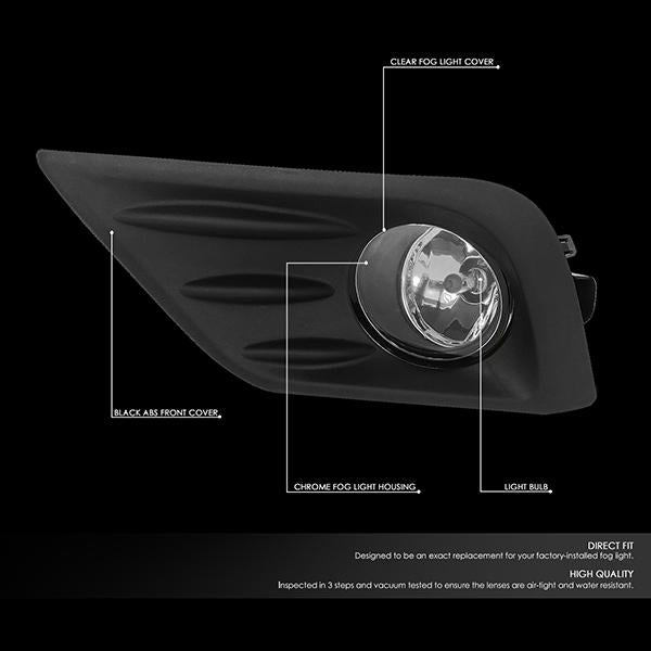 DNA Motoring, 16-18 Nissan Altima Sedan Clear Lens Fog Lights - w/Bezel Cover+Switch