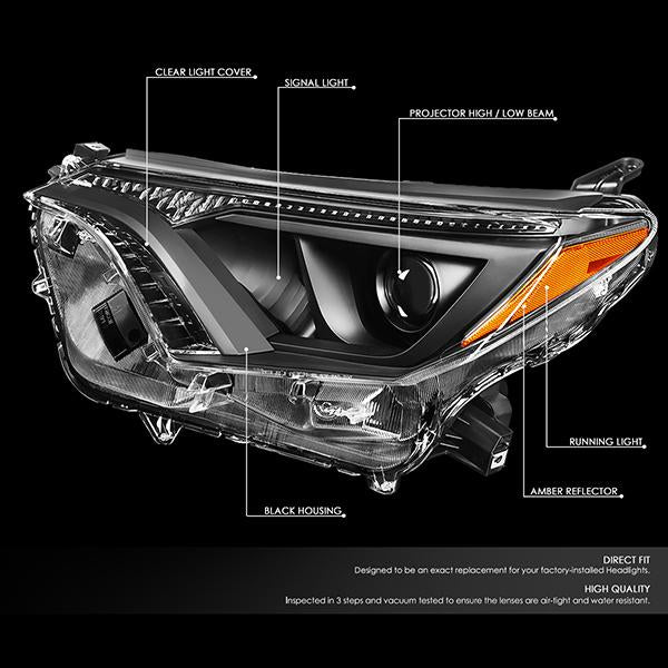 Nuvision Lighting, 16-18 Toyota RAV4 Projector Headlights - Black Housing Amber Corner