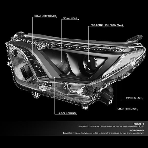 Nuvision Lighting, 16-18 Toyota RAV4 Projector Headlights - Black Housing Clear Corner