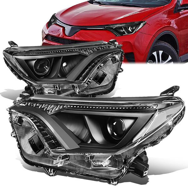 Nuvision Lighting, 16-18 Toyota RAV4 Projector Headlights - Black Housing Clear Corner