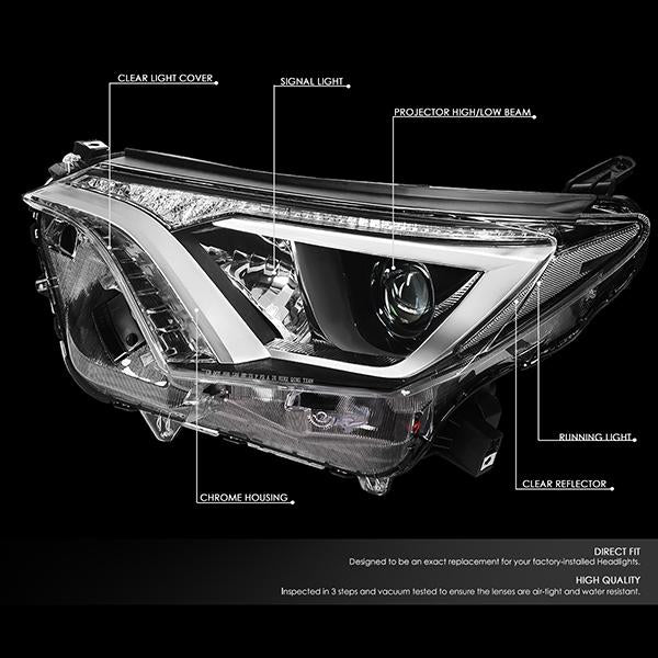 Nuvision Lighting, 16-18 Toyota RAV4 Projector Headlights - Chrome Housing Clear Corner