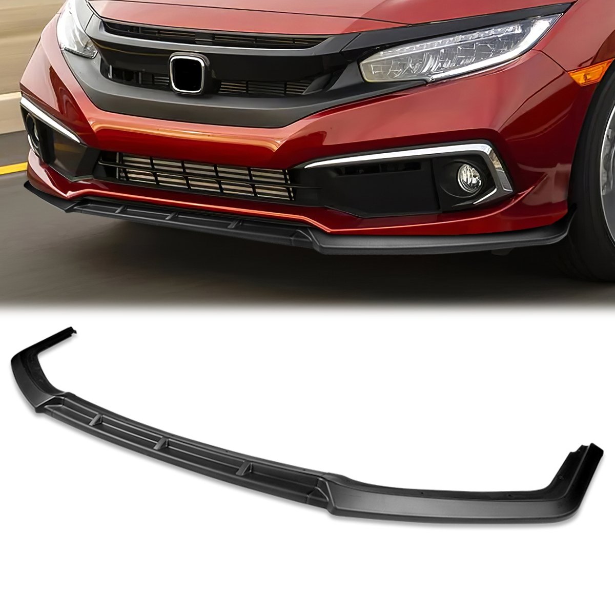 Stay Tuned Performance, 16-21 Honda Civic Front Bumper Lip - 3 Pieces MUG Style [Matte Black]