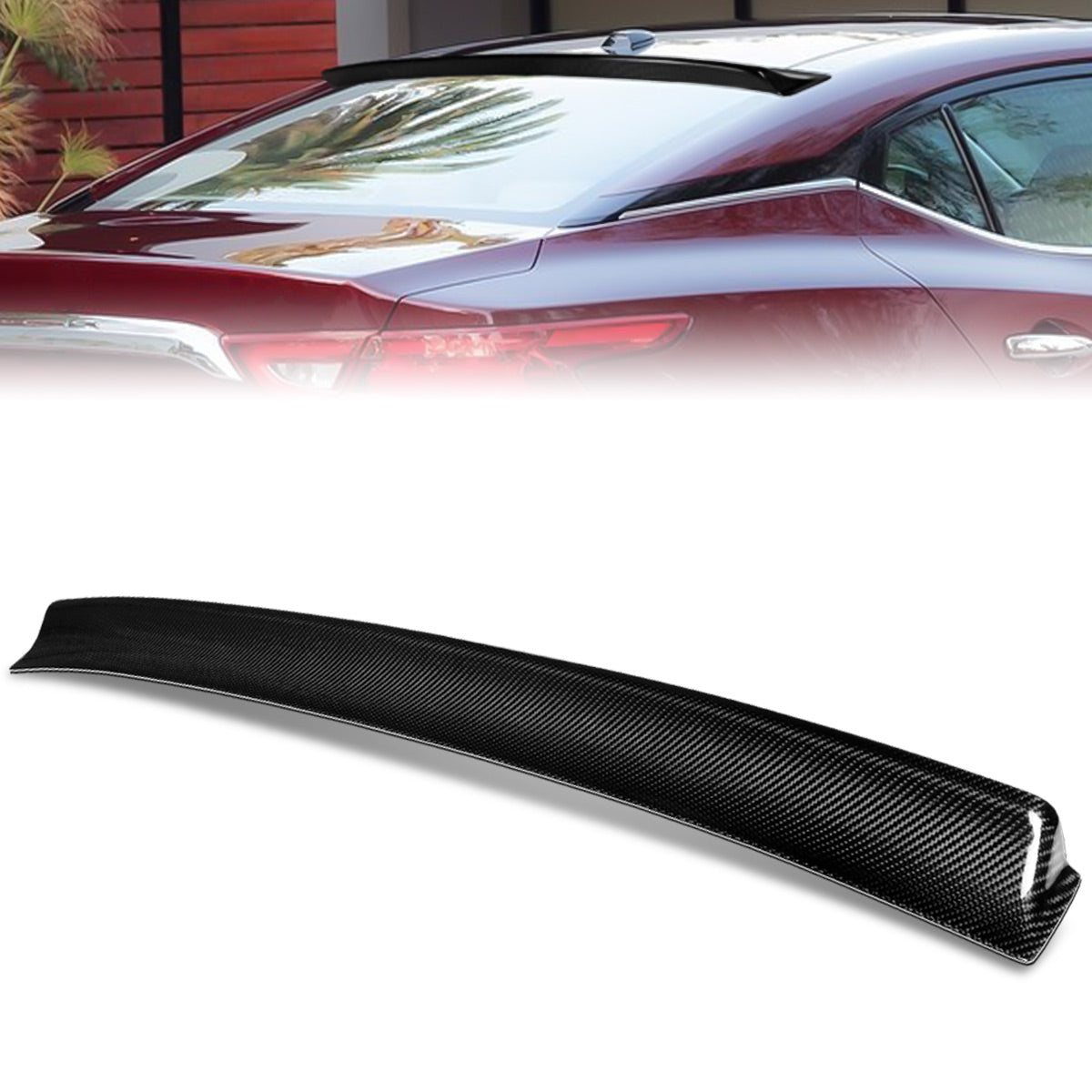 Stay Tuned Performance, 16-21 Nissan Maxima STP-Style Rear Window Roof Spoiler - Carbon Fiber