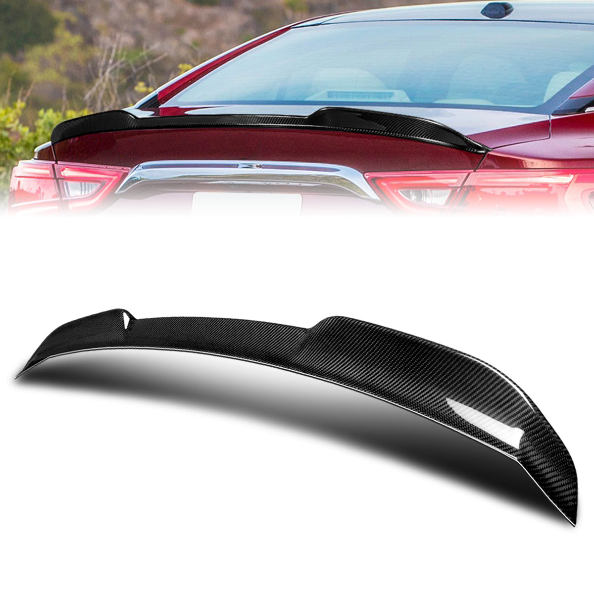 Stay Tuned Performance, 16-21 Nissan Maxima V-Style Trunk Lid Spoiler - Carbon Fiber