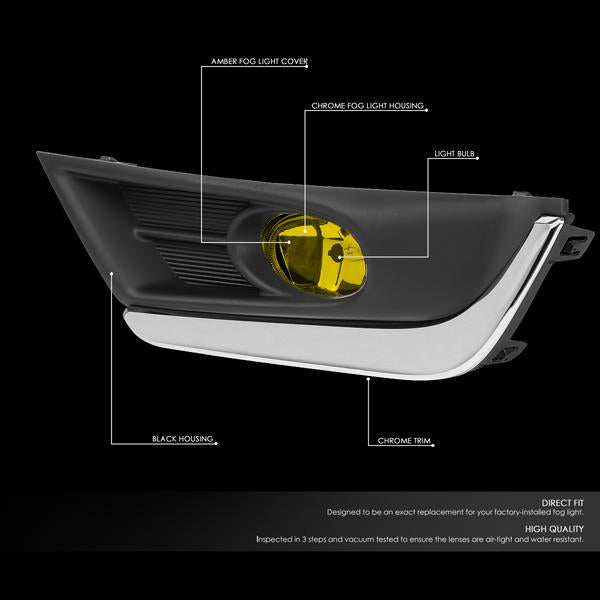 DNA Motoring, 17-18 Honda CR-V Amber Lens Front Driving Fog Lights - w/Bezel Cover+Switch