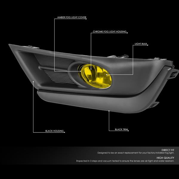 DNA Motoring, 17-18 Honda CR-V Amber Lens Front Driving Fog Lights - w/Bezel+Switch+Bulbs