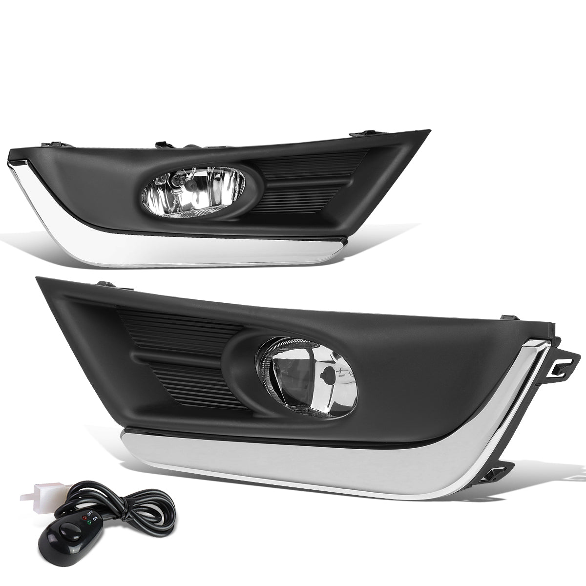 DNA Motoring, 17-18 Honda CR-V Clear Lens Front Driving Fog Lights - w/Bezel Cover+Switch