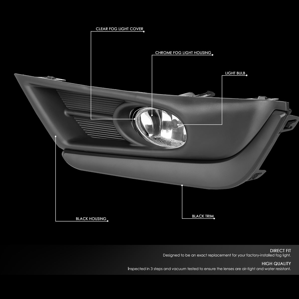 DNA Motoring, 17-18 Honda CR-V Clear Lens Front Driving Fog Lights - w/Bezel+Switch+Bulbs