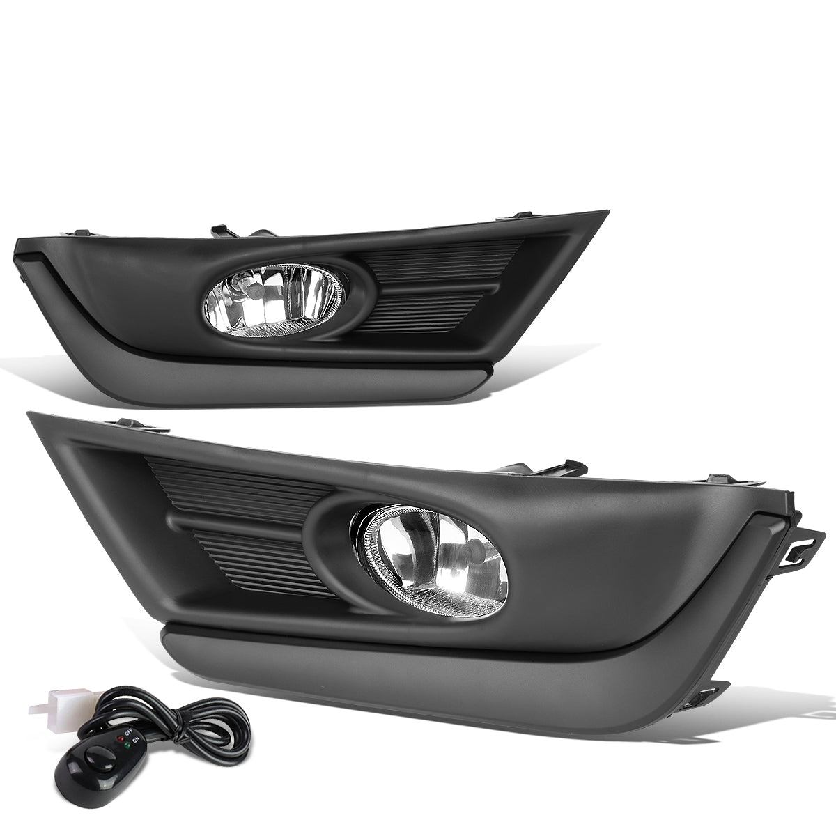 DNA Motoring, 17-18 Honda CR-V Clear Lens Front Driving Fog Lights - w/Bezel+Switch+Bulbs