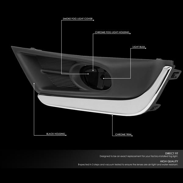 DNA Motoring, 17-18 Honda CR-V Smoked Lens Front Driving Fog Lights - w/Bezel Cover+Switch