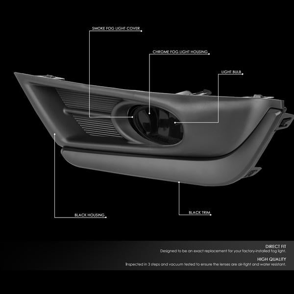 DNA Motoring, 17-18 Honda CR-V Smoked Lens Front Driving Fog Lights - w/Bezel+Switch+Bulbs