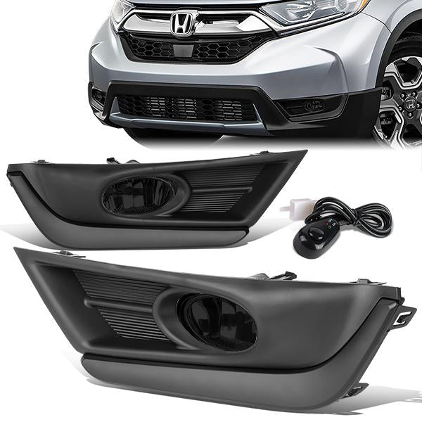 DNA Motoring, 17-18 Honda CR-V Smoked Lens Front Driving Fog Lights - w/Bezel+Switch+Bulbs