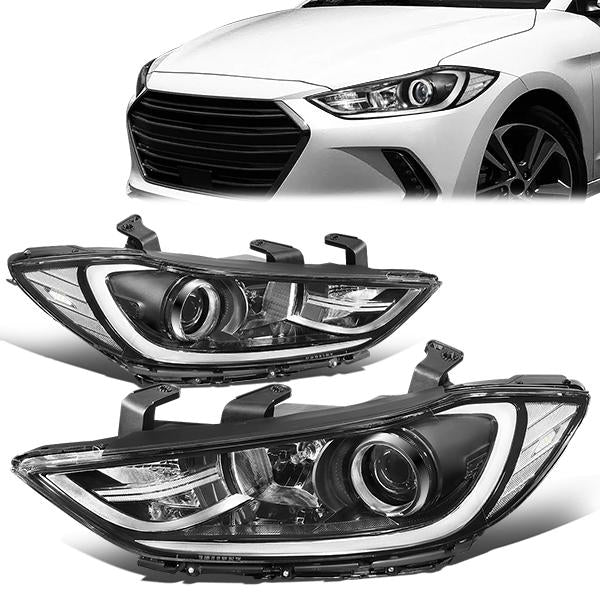 Nuvision Lighting, 17-18 Hyundai Elantra Projector Headlights - Chrome Housing Clear Corner