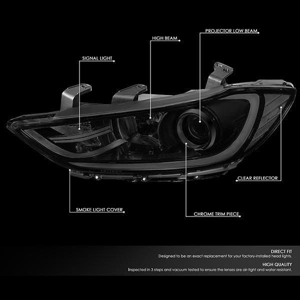 Nuvision Lighting, 17-18 Hyundai Elantra Projector Headlights - Smoked Housing Clear Corner