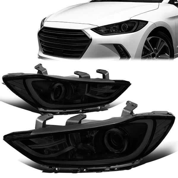 Nuvision Lighting, 17-18 Hyundai Elantra Projector Headlights - Smoked Housing Clear Corner