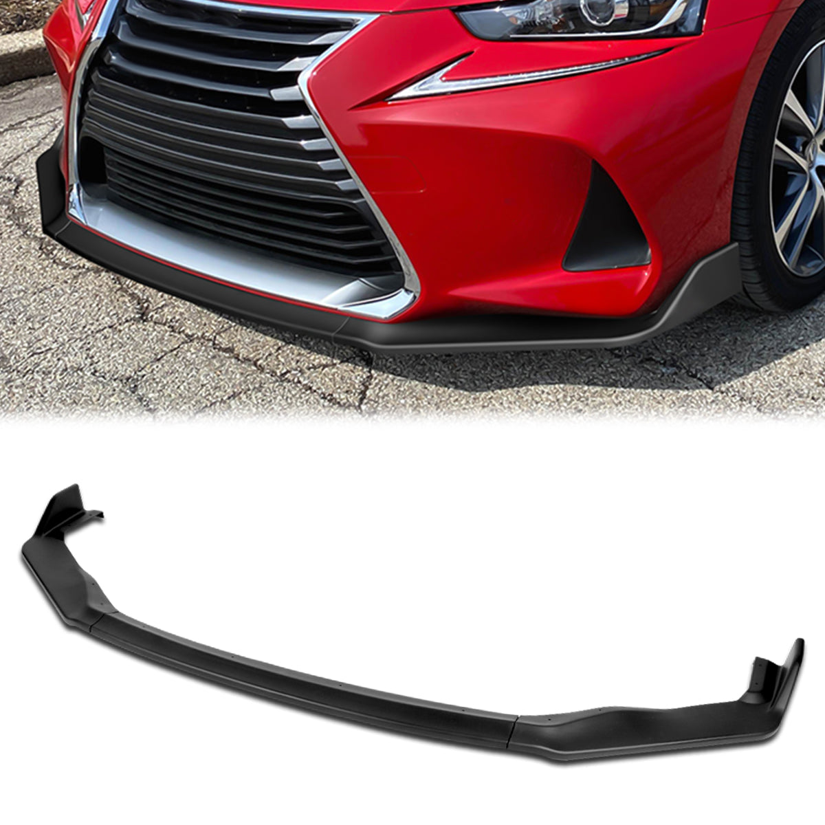 Stay Tuned Performance, 17-20 Lexus IS200T/ IS300/ IS350 Front Bumper Lip - 3 Pieces AR Style [Matte Black]