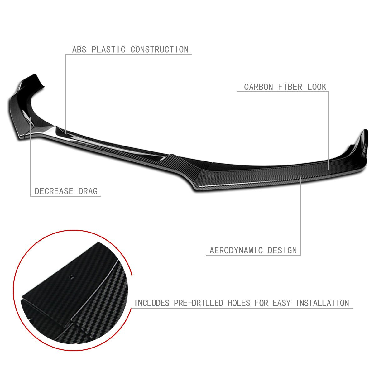 Stay Tuned Performance, 17-20 Toyota 86 Front Bumper Lip - 3 Pieces CS-Style [Carbon Fiber Look]